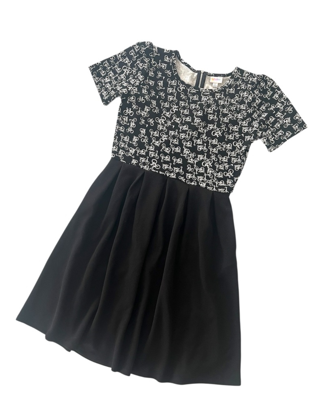 LuLaRoe • Rare • Vintage Amelia Bicycle Patterned Bodice Fit-and-Flare Dress
